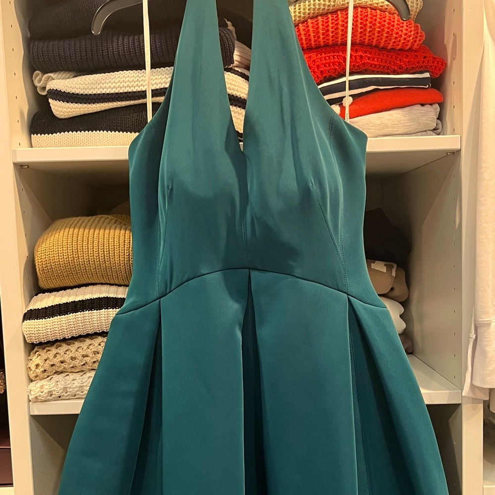 Halston Heritage Halter Dress-Teal